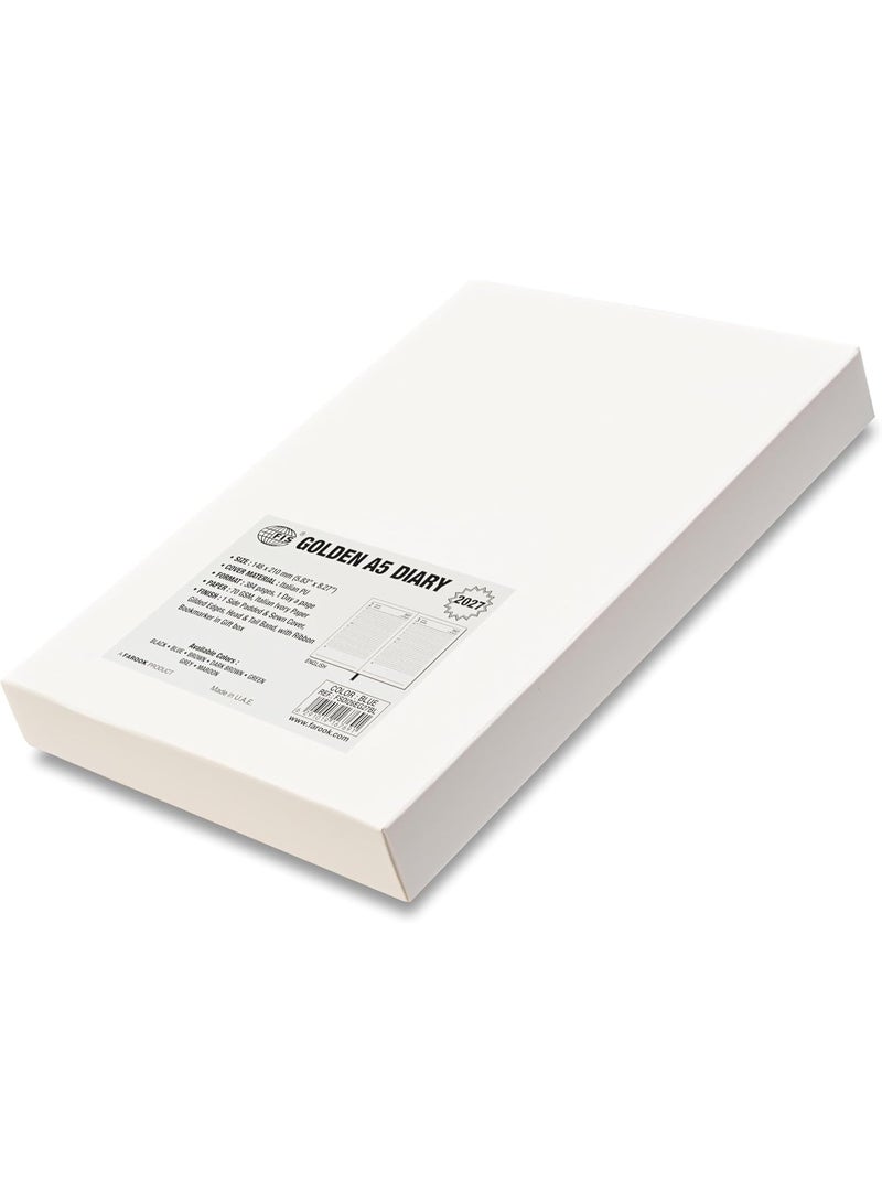 FIS 2027 Diary, Golden A5 Size Diary(148x210mm), Italian PU Materials, 1 Side Padded & Sewn Cover, Gilded Edges, English, 70gsm Italian Ivory Paper, Blue Color-FSDI26EG27BL - Image 5