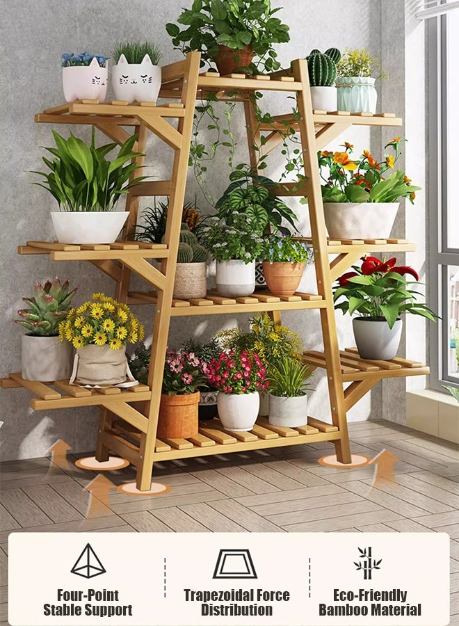 CozyNest Bamboo Plant Stand Indoor Plant Shelf Outdoor Wood Plant Rack for Multiple Plants 6 Tiers Ladder Plant Pot Holder for Living Room Patio Boho Home Decor for Gardening  - Image 4