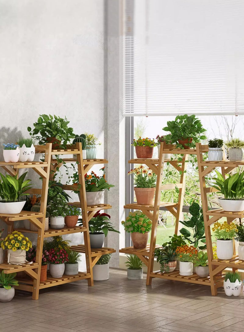 CozyNest Bamboo Plant Stand Indoor Plant Shelf Outdoor Wood Plant Rack for Multiple Plants 6 Tiers Ladder Plant Pot Holder for Living Room Patio Boho Home Decor for Gardening  - Image 3