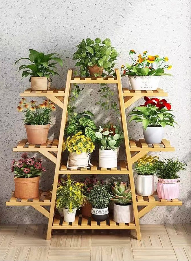 CozyNest Bamboo Plant Stand Indoor Plant Shelf Outdoor Wood Plant Rack for Multiple Plants 6 Tiers Ladder Plant Pot Holder for Living Room Patio Boho Home Decor for Gardening  - Image 2