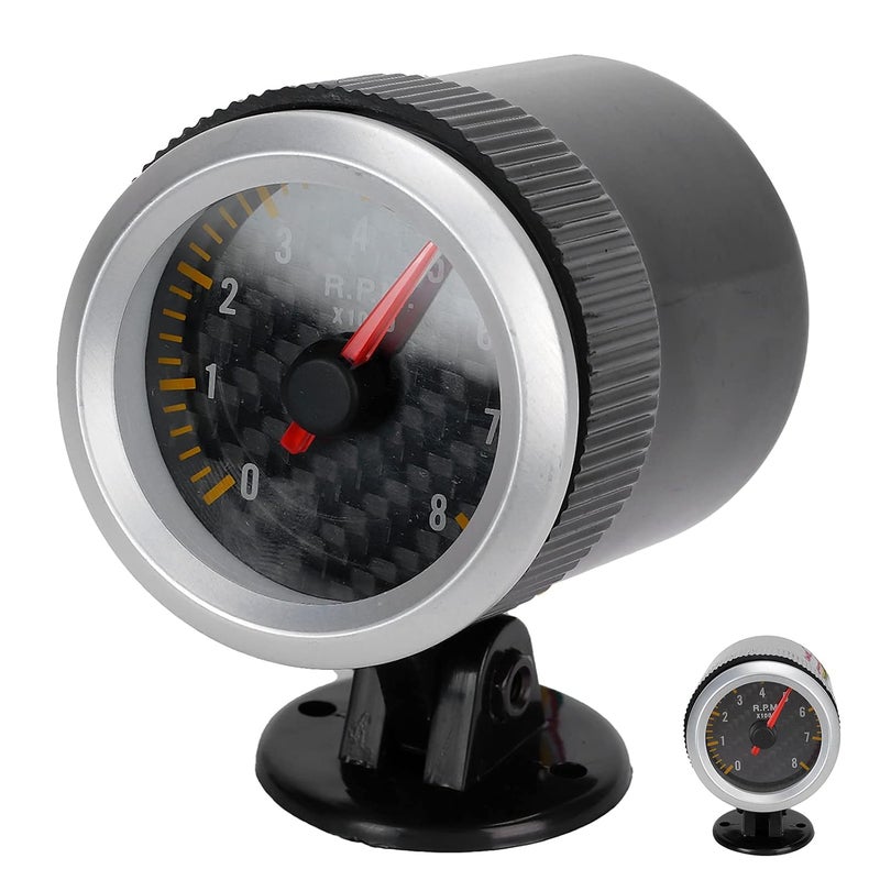 Tachometer Gauge, 52mm 2.05in Carbon Fiber RPM Meter, 0-8000 Revolution Counter with Electric Wire, Ideal for 4 6 8 Cylinder Engines Cars SUVs - Image 4