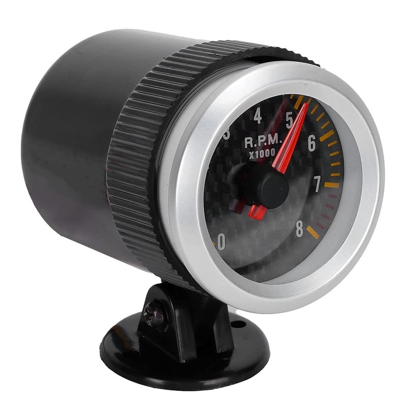 Tachometer Gauge, 52mm 2.05in Carbon Fiber RPM Meter, 0-8000 Revolution Counter with Electric Wire, Ideal for 4 6 8 Cylinder Engines Cars SUVs - Image 5