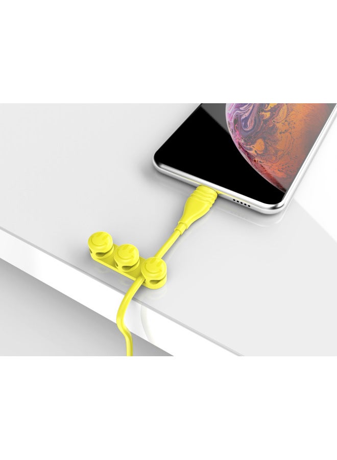 Direct Fixed Chuck Mouse Cord Headset Winder Mobile Phone Data Cable Card Silicone Desktop Cable Organizer-Colour:Yellow