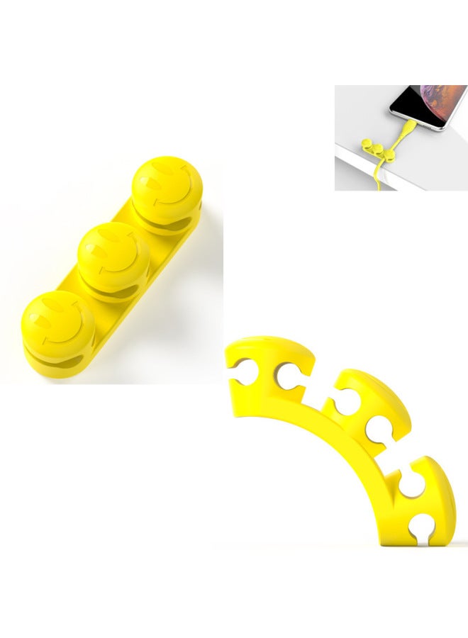 Direct Fixed Chuck Mouse Cord Headset Winder Mobile Phone Data Cable Card Silicone Desktop Cable Organizer-Colour:Yellow