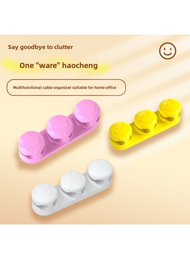 Direct Fixed Chuck Mouse Cord Headset Winder Mobile Phone Data Cable Card Silicone Desktop Cable Organizer-Colour:Yellow