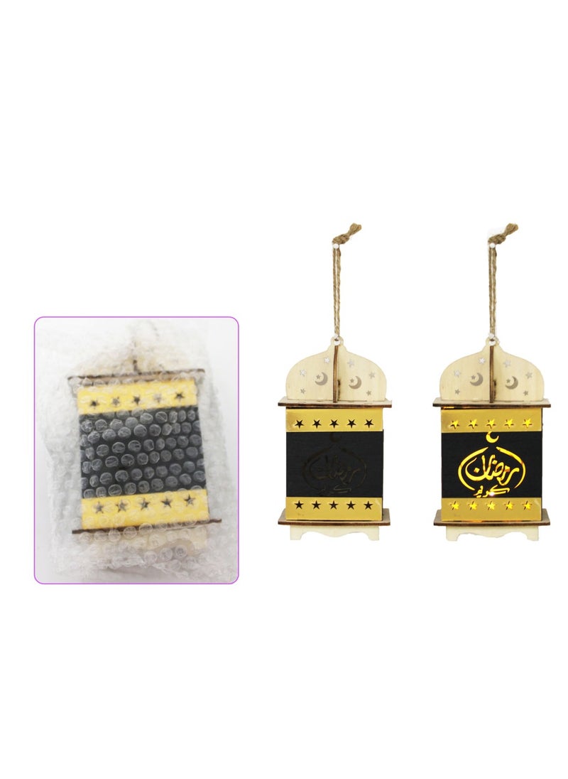 PARTY FUN - Ramadan Kareem Wooden Lantern With Light 5x14cm of Cozy Illumination - Image 1
