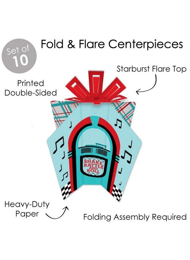 Big Dot of Happiness - 50’S Sock Hop Table Decorations 1950S Rock N Roll Party Fold And Flare Centerpieces 10 Count - Image 1