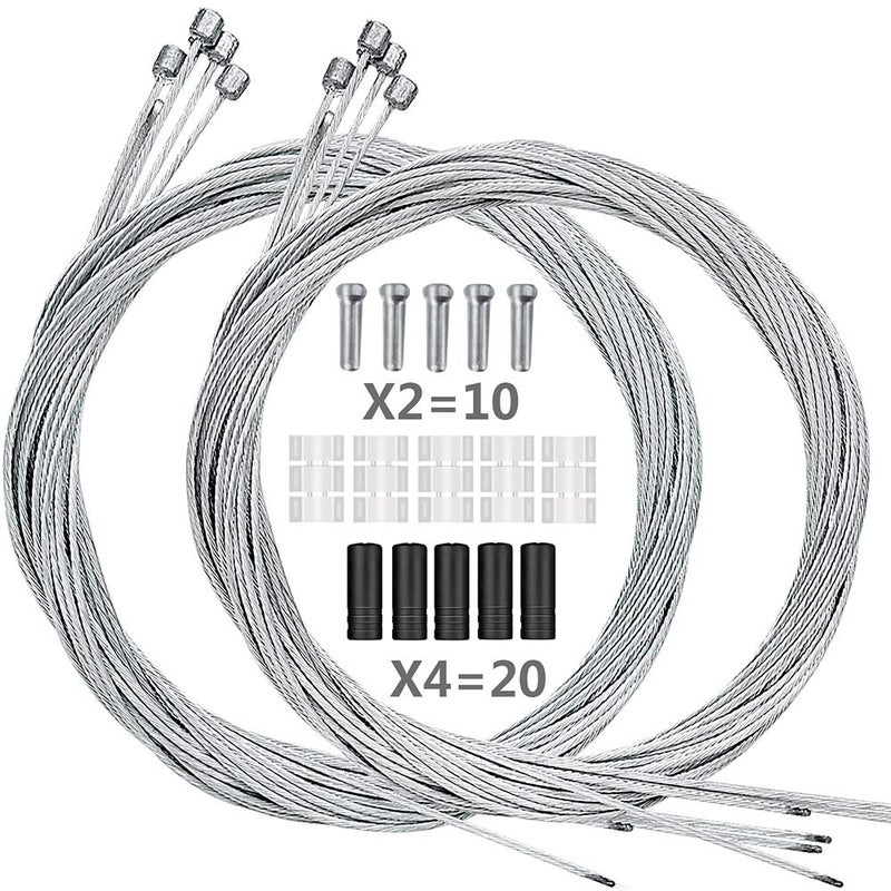 Hapleby 10PCS Premium Bike Shift Cable, Professional Bicycle Shift Wire Kit for Mountain and Road Bicycle, For Free 5 O-rings, 10 End Ferrules and 20 End Caps - Image 1