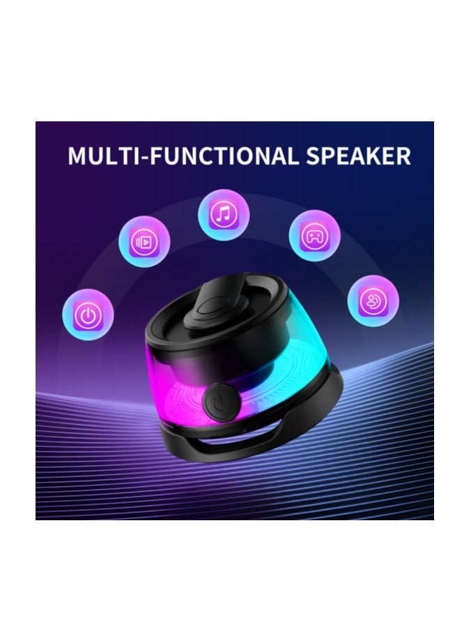 Portable Wireless Bluetooth Speaker with Magnetic Base, RGB Lighting, Phone Holder, USB Rechargeable, 5W Output, TWS Pairing – Compact Stereo Speaker for Gaming & Music