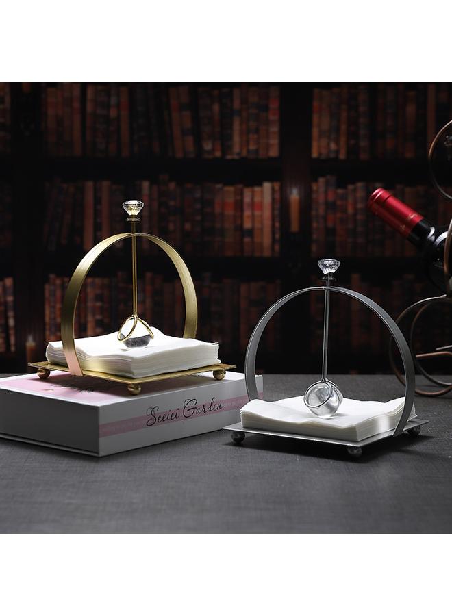 Bluejw Light Luxury Metal Tissue Holder Arc Wrought Iron Tissue Holder Restaurant Hotel Press Paper Holder Tissue Storage Rack - Image 2