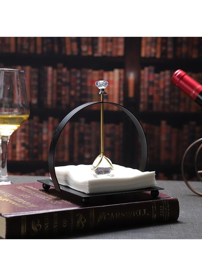 Bluejw Light Luxury Metal Tissue Holder Arc Wrought Iron Tissue Holder Restaurant Hotel Press Paper Holder Tissue Storage Rack - Image 3