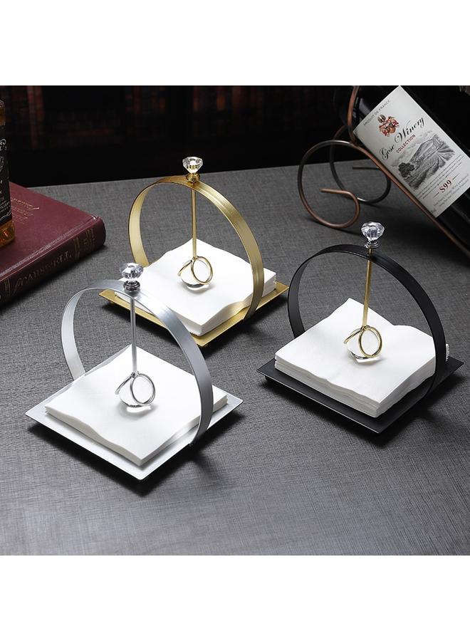 Bluejw Light Luxury Metal Tissue Holder Arc Wrought Iron Tissue Holder Restaurant Hotel Press Paper Holder Tissue Storage Rack - Image 4