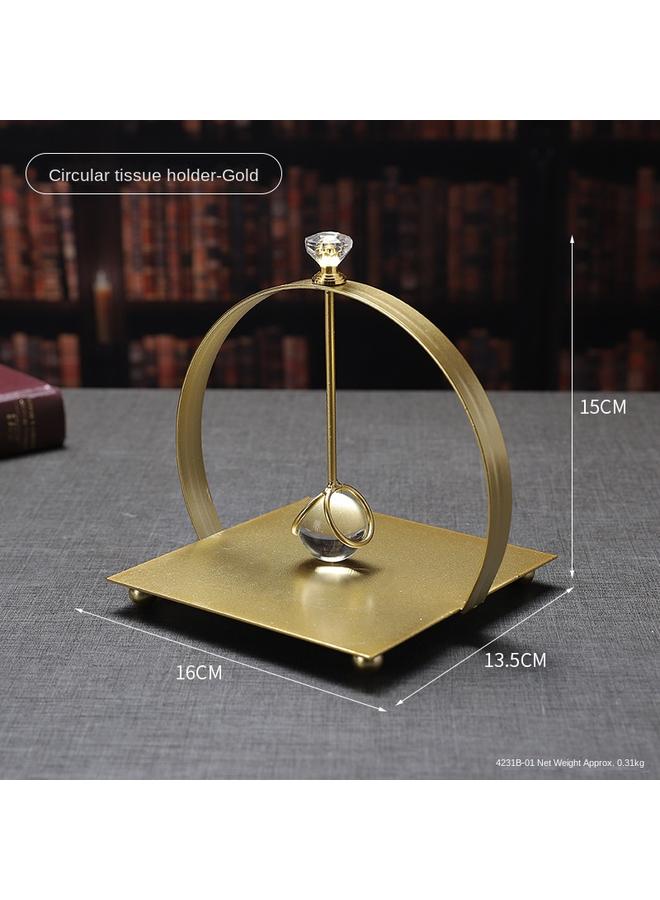 Bluejw Light Luxury Metal Tissue Holder Arc Wrought Iron Tissue Holder Restaurant Hotel Press Paper Holder Tissue Storage Rack - Image 1