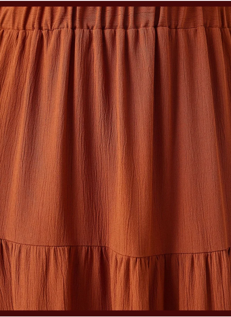 KOTON Elastic Waist Frill Midi Skirt