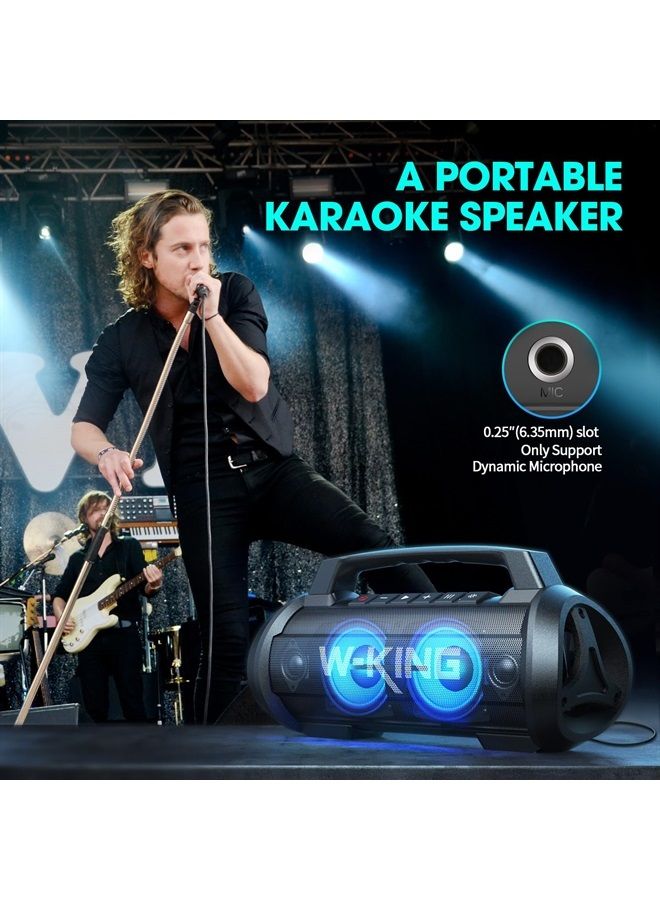 W-KING Portable Bluetooth Speakers with Subwoofer, 70W Waterproof Speakers Bluetooth Wireless Loud with Bass/Hi-Fi Audio, Large Outdoor Speaker with Party Lights/Mic Port/42H/EQ/DSP/Power Bank/TF/AUX - Image 1
