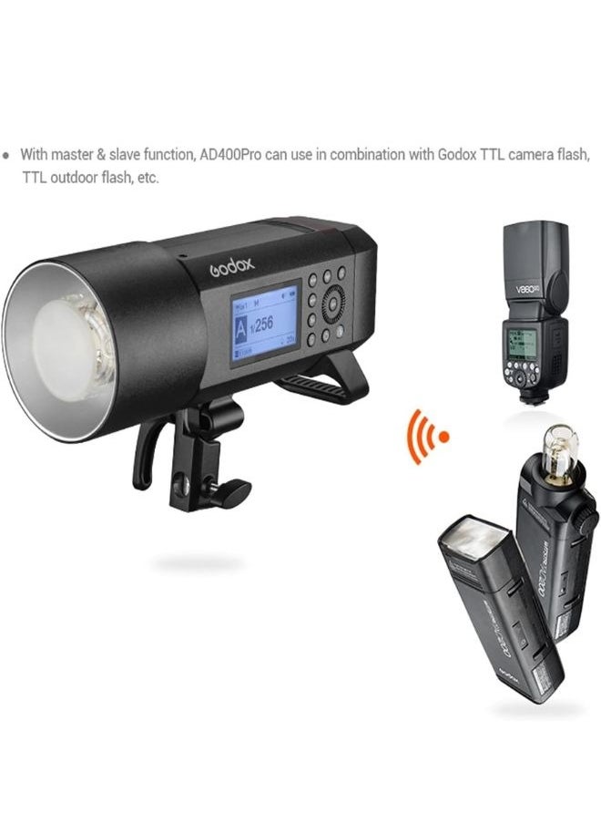 Godox Godox AD400Pro 400W TTL Camera Flash Light – AD400 Pro HSS, 2.4GHz Wireless, Bowens Mount, Rechargeable – AD 400 Pro Professional Godox Flash for DSLR, Mirrorless, Nikon, Sony – Photography Speedlight  - Image 1
