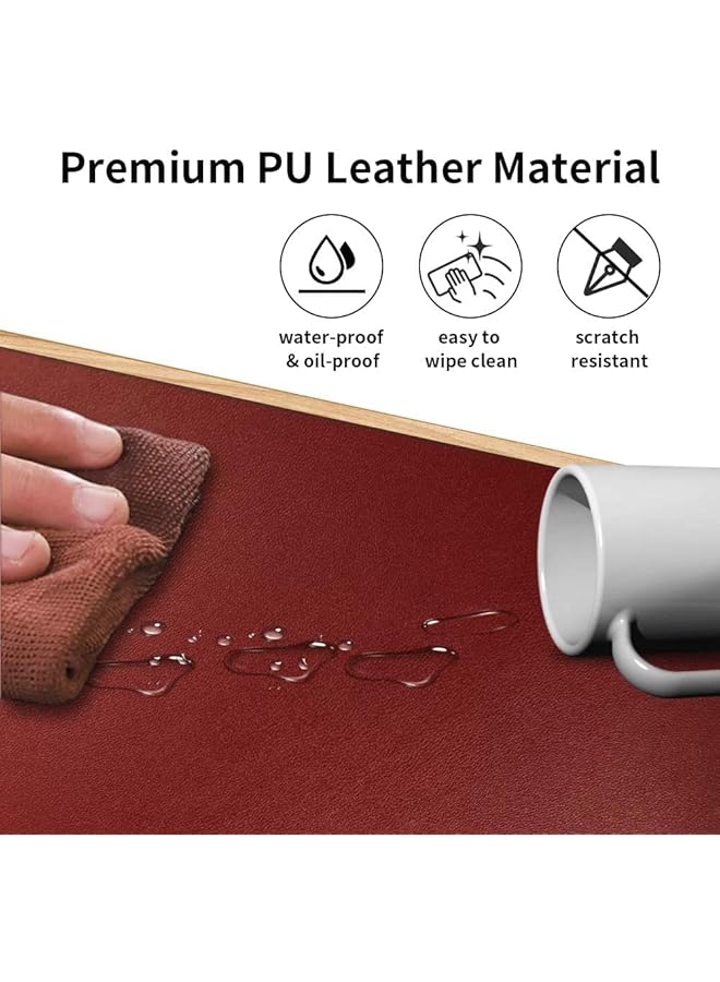 erorex Leather Desk Mat Protective Cover Mouse Pad Double Sided Color Non Slip Pu Leather Desk Mat Laptop Desk Mat 80 X 40Cm Waterproof Desk Writing Pad Suitable For Office And Home Black+Red - Image 5