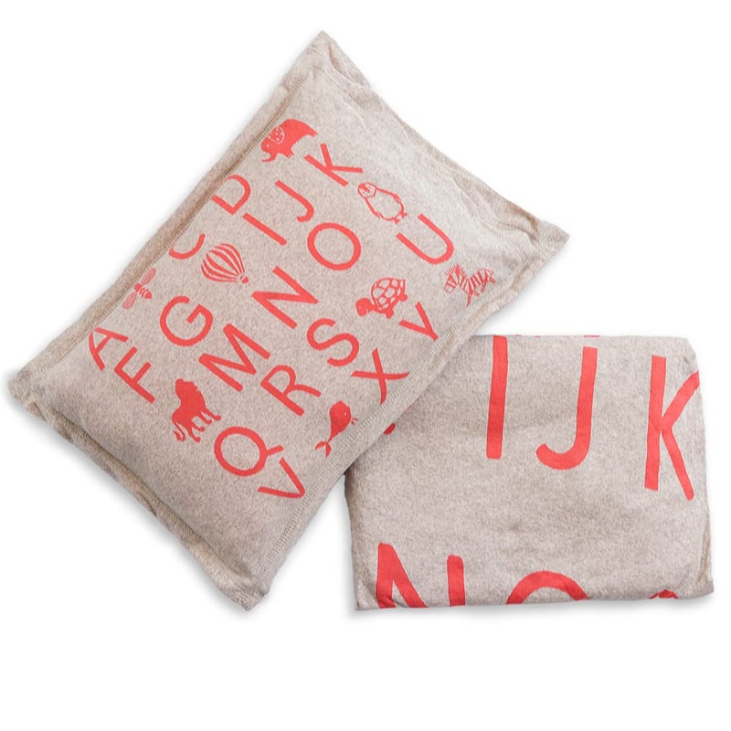 Pluchi Alphabet Vanilla Grey Color Cotton Knitted Cot/Crib Sheet & Pillow Set of 2 for Babies, 70 Cm x 132 Cm + 20 Cm - Image 4