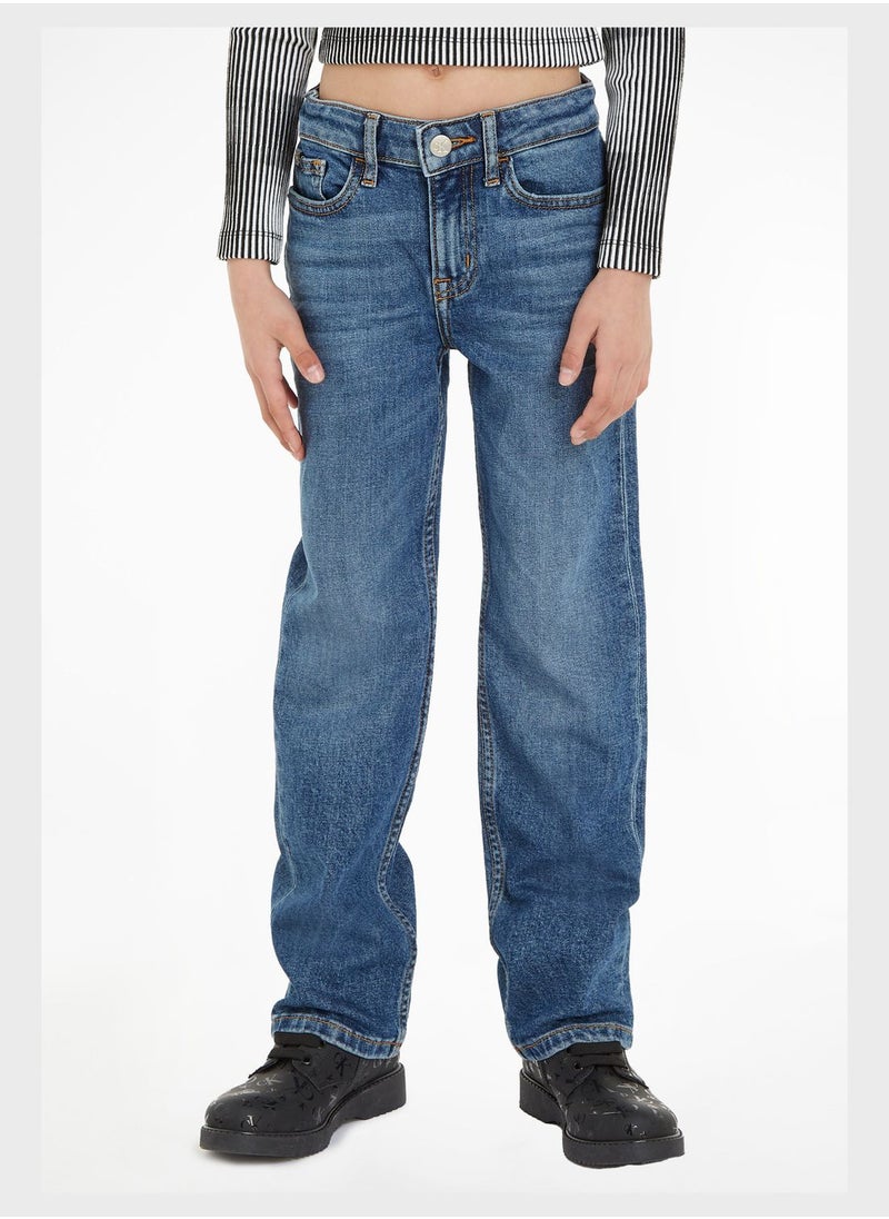 Calvin Klein Jeans - Kids Mid Wash Straight Fit Jeans - Image 1