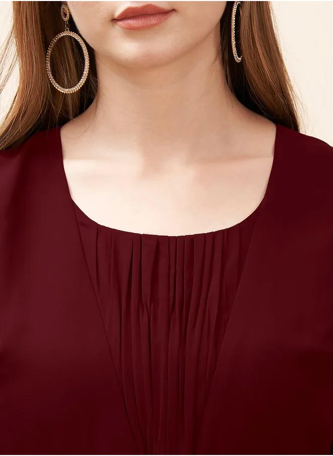 ميش Gathered Detail Square Neck Balloon Sleeve Maxi Dress by Styli