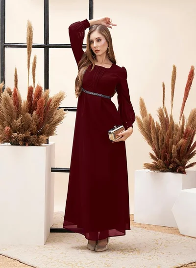 Mish Mish Gathered Detail Square Neck Balloon Sleeve Maxi Dress