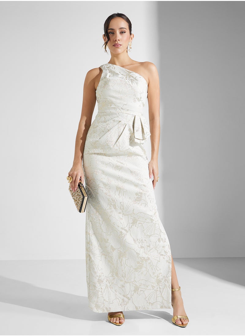 AIDAN MATTOX - One Shoulder Side Silt Sequin Dress - Image 1