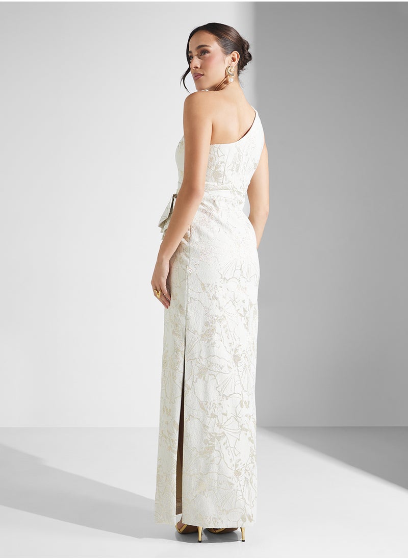 AIDAN MATTOX - One Shoulder Side Silt Sequin Dress - Image 1