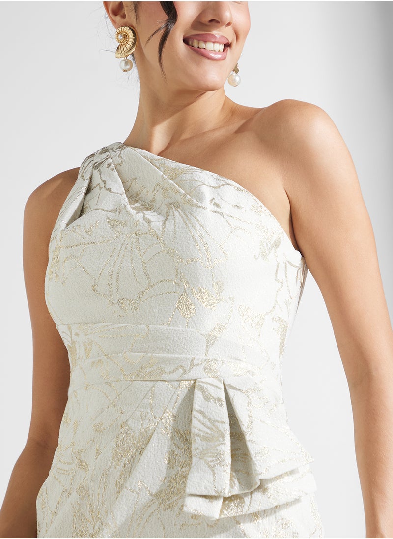 AIDAN MATTOX - One Shoulder Side Silt Sequin Dress - Image 1
