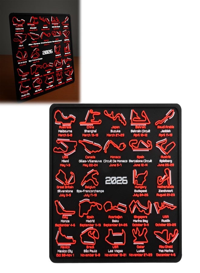 AIVONO 2026 Racing Map Wall Art Picture, Premium Black and Red Track Glow-In-The-Dark Display with Date Markings, Suitable for Racing-Themed Home - A Gift for Fans - Image 1