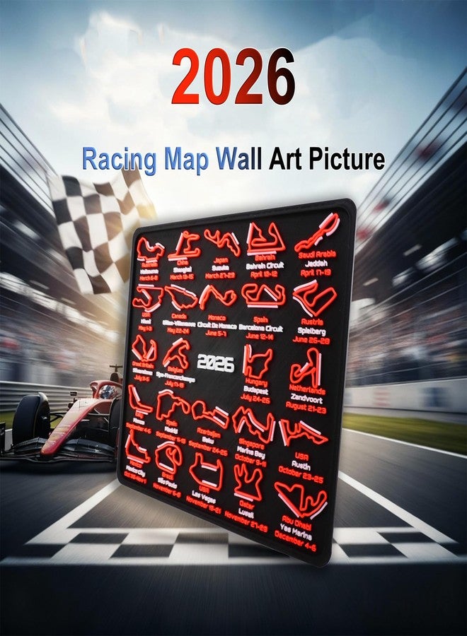 AIVONO 2026 Racing Map Wall Art Picture, Premium Black and Red Track Glow-In-The-Dark Display with Date Markings, Suitable for Racing-Themed Home - A Gift for Fans - Image 2