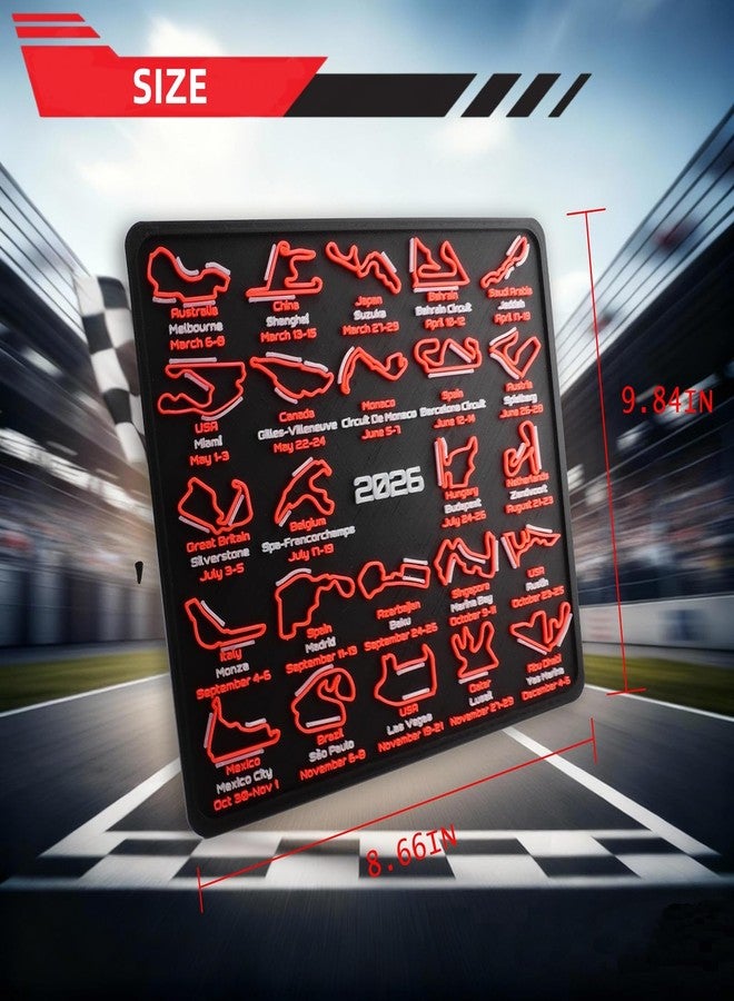 AIVONO 2026 Racing Map Wall Art Picture, Premium Black and Red Track Glow-In-The-Dark Display with Date Markings, Suitable for Racing-Themed Home - A Gift for Fans - Image 5