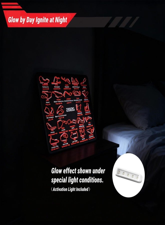 AIVONO 2026 Racing Map Wall Art Picture, Premium Black and Red Track Glow-In-The-Dark Display with Date Markings, Suitable for Racing-Themed Home - A Gift for Fans - Image 3
