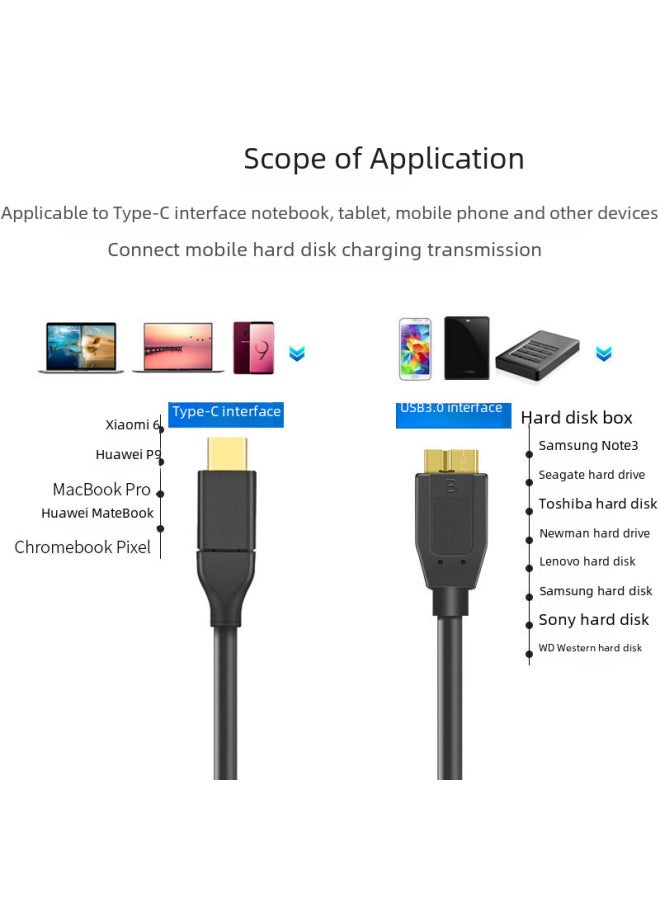 Hard Disk Data Cable Usb3.1type -- C To Micro Usb3.0 Mobile Phone Connection Hard Disk Charging Transmission Line-Model:1.2m Space Gray Alloy - Image 3