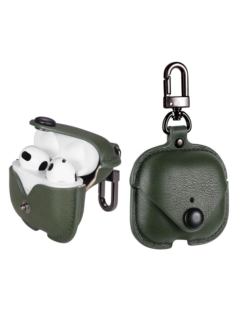 BORTONY PU Leather Case Compatible with Apple Airpods 3rd Generation Charging Cover With Carabiner  - Image 1