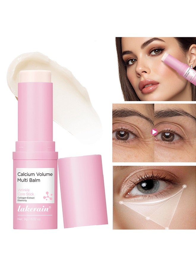 lakerain Calcium Volume Multi Balm，Cemenrete Calcium Volume Multi Balm Stick, Korean Collagen Moisturizing Glow, Hydrating & Anti-Aging Almond Vitamin E for Face, Eyes, Lips & Neck