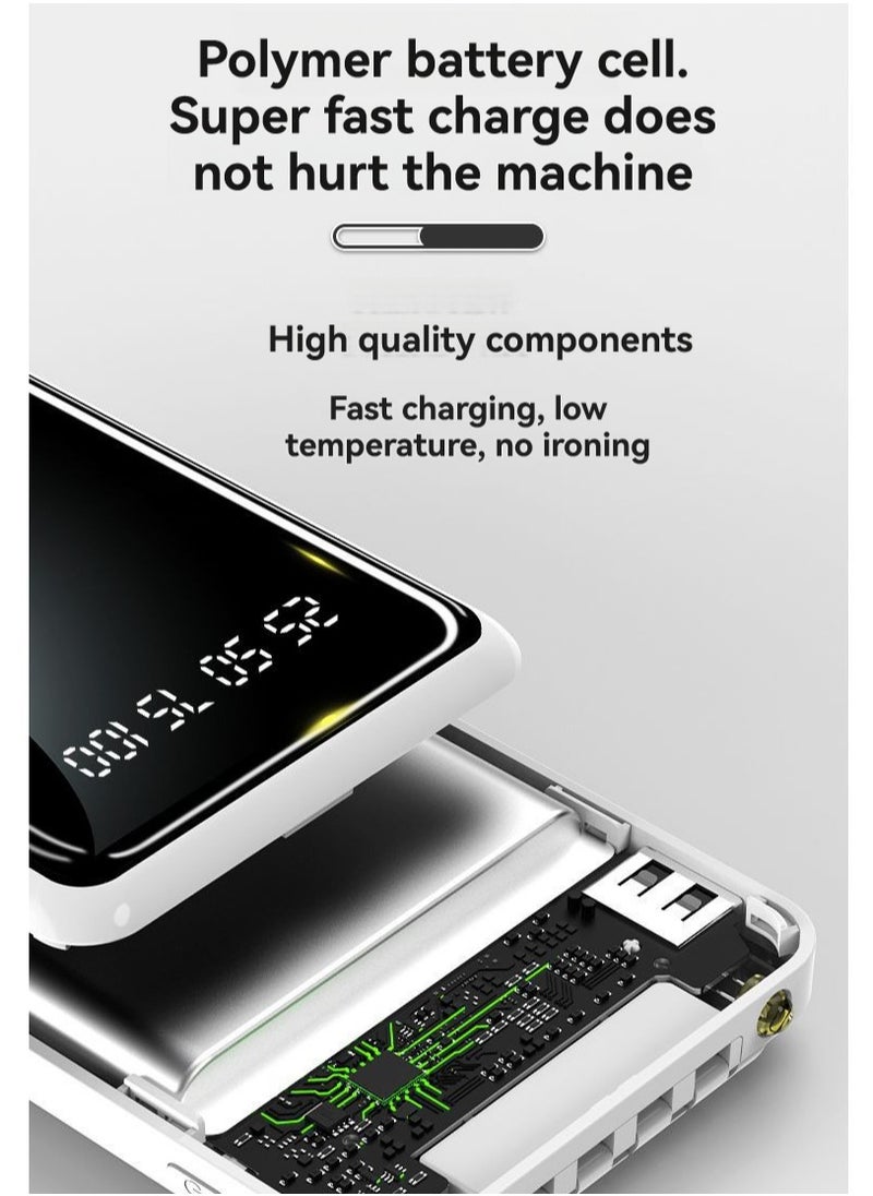 JEEJPV JEEJPV mobile power bank with built-in cable for fast charging 10000 mAh portable power bank universal (Black)  - Image 3