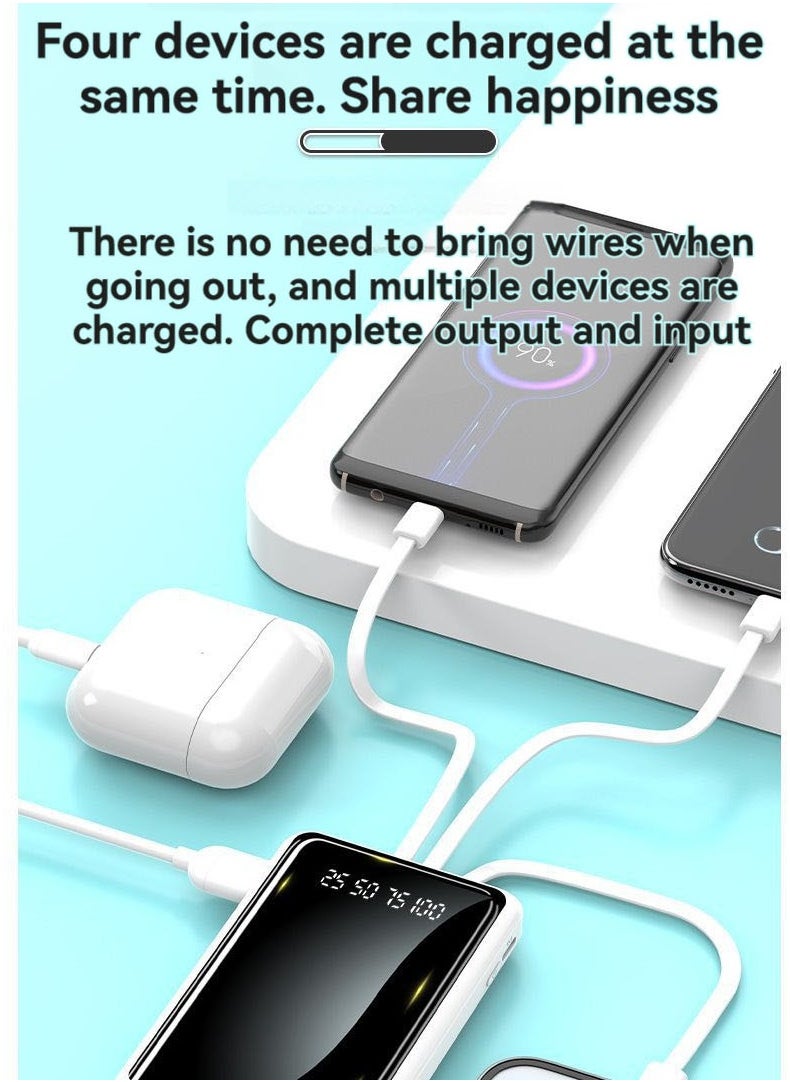 JEEJPV JEEJPV mobile power bank with built-in cable for fast charging 10000 mAh portable power bank universal (Black)  - Image 5
