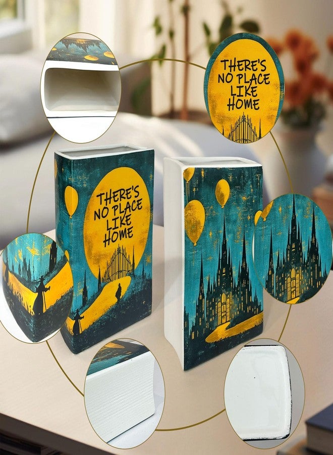 LIFFY Ceramic Flower Vase, Unique Book Shape Decorative Vase for Flowers, Spooky Literary Decor for Book Lovers, Flowers or Bookshelf Display(Teal Blue) - Image 4