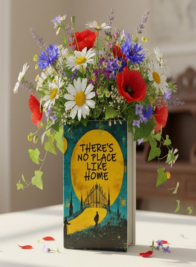 LIFFY Ceramic Flower Vase, Unique Book Shape Decorative Vase for Flowers, Spooky Literary Decor for Book Lovers, Flowers or Bookshelf Display(Teal Blue) - Image 1