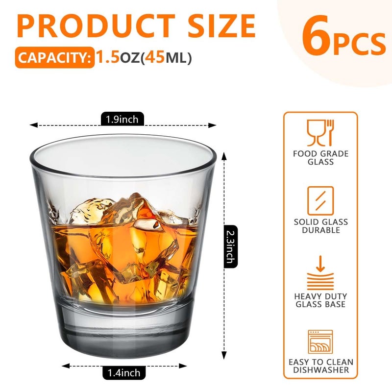 OBTANIM 6 Pack Shot Glasses, 1.5 oz Clear Shot Glass Cups Set with Heavy Base for Bar Restaurants Home - Image 2