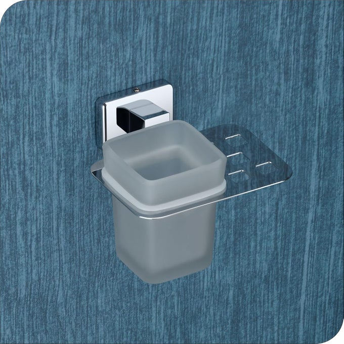 TUMBLER HOLDER STAND BATHROOM GLASS TOOTHBRUSH HOLDERS TUMBLER STAND TOOTHPASTE TUMBLER HOLDERS FOR BATHROOM ACCESSORIES TOOTHBRUSH STAND304 STAINLESS STEELFROSTED GLASS 38
