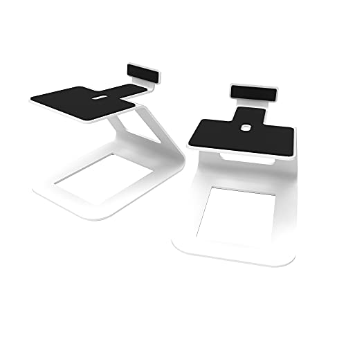 Kanto SE6 Elevated Desktop Speaker Stands for Large Bookshelf Speakers & Full-Size 5”-7” Studio Monitors | 6.9” Tall | Supports 22 lbs | Damping 2.5 mm Silicone Padding | ¼”-20 Mounting | Pair | White - Image 1