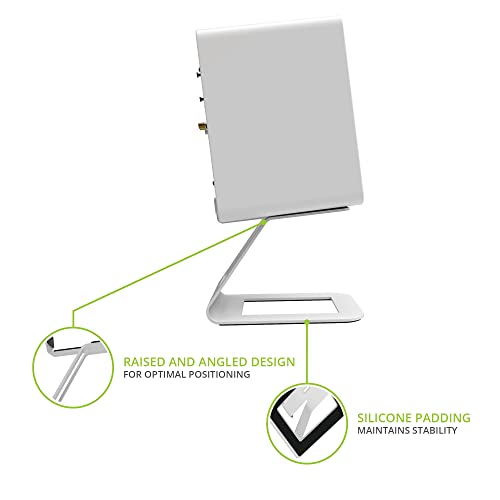 Kanto SE6 Elevated Desktop Speaker Stands for Large Bookshelf Speakers & Full-Size 5”-7” Studio Monitors | 6.9” Tall | Supports 22 lbs | Damping 2.5 mm Silicone Padding | ¼”-20 Mounting | Pair | White - Image 3