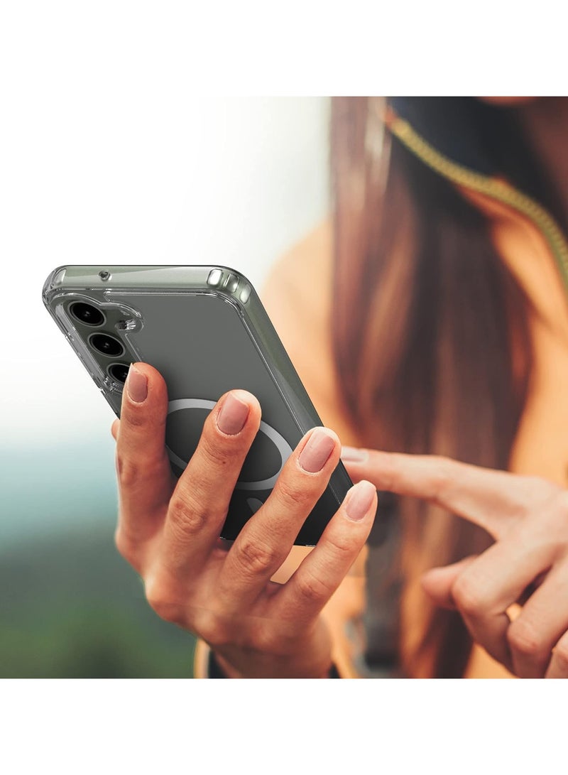 حافظة شفافة لهاتف سامسونج جالاكسي S24، غطاء مغناطيسي متوافق، غطاء خلفي صلب شفاف مقاوم للصدمات، إطار من السيليكون، حافة ممتصة للصدمات، حافظة شفافة رفيعة لهاتف سامسونج جالاكسي S24 - Image 2