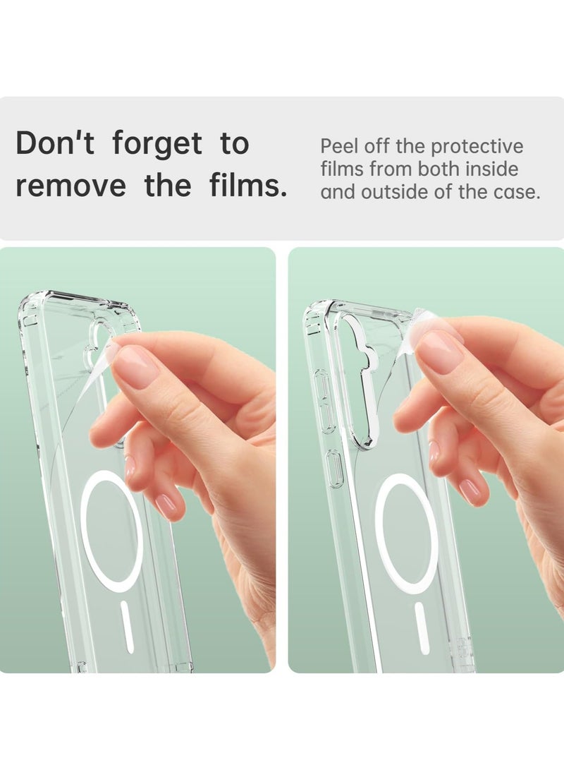 حافظة شفافة لهاتف سامسونج جالاكسي S24، غطاء مغناطيسي متوافق، غطاء خلفي صلب شفاف مقاوم للصدمات، إطار من السيليكون، حافة ممتصة للصدمات، حافظة شفافة رفيعة لهاتف سامسونج جالاكسي S24 - Image 5