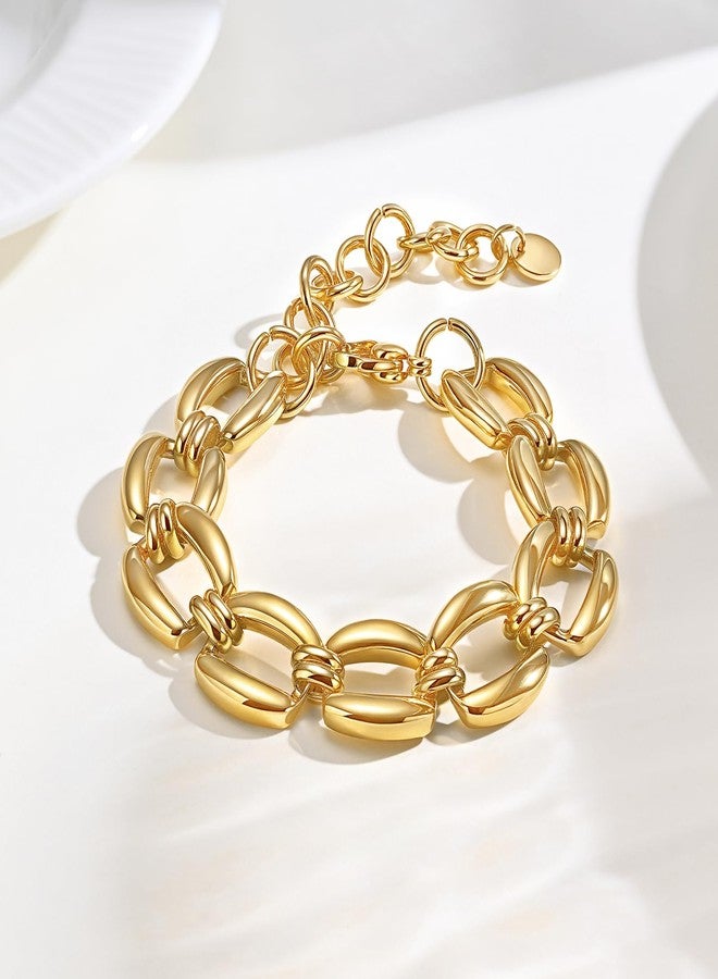 ام بيرينبو أساور ذهبية سميكة للنساء - سوار كوبي مطلي بالذهب عيار 18 قيراطًا، سلسلة سميكة من الفولاذ المقاوم للصدأ لا تفقد بريقها، هدية مجوهرات عصرية، هدية مثالية لأعياد الميلاد، عيد الحب، حفلات التخرج، أو كهدية لصديقتك - Image 5