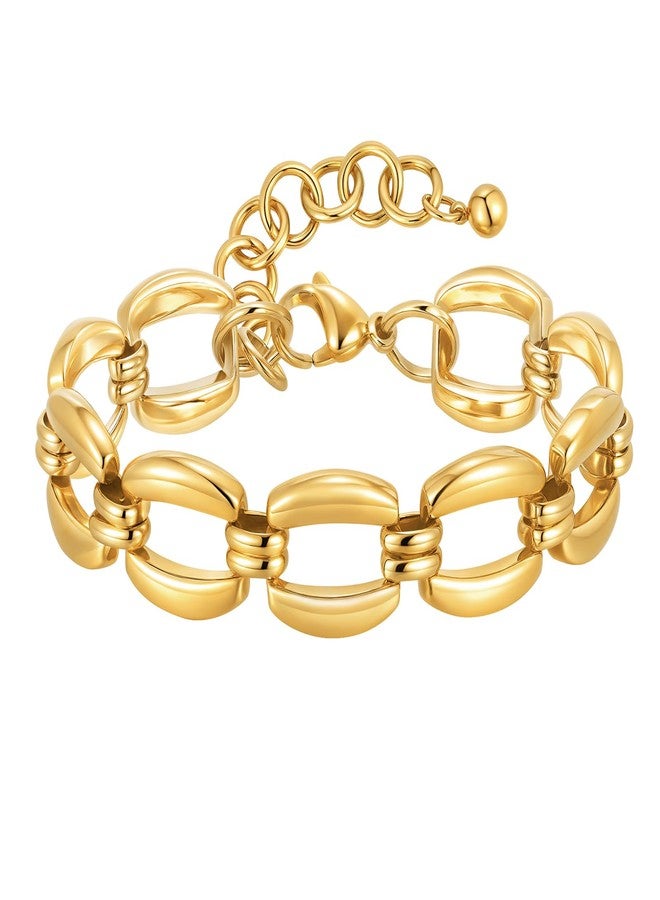 ام بيرينبو أساور ذهبية سميكة للنساء - سوار كوبي مطلي بالذهب عيار 18 قيراطًا، سلسلة سميكة من الفولاذ المقاوم للصدأ لا تفقد بريقها، هدية مجوهرات عصرية، هدية مثالية لأعياد الميلاد، عيد الحب، حفلات التخرج، أو كهدية لصديقتك - Image 1