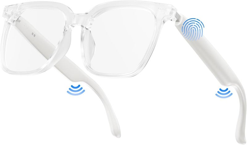 نظارات، نظارات بلوتوث الذكاء الاصطناعي مع مكبر الصوت، ترجمة في الوقت الحقيقي، حماية الأشعة فوق البنفسجية زجاج الذكاء الاصطناعي مع بلوتوث 5.4، زجاج ذكي للرجال والمرأة (أبيض نبيل) - Image 1
