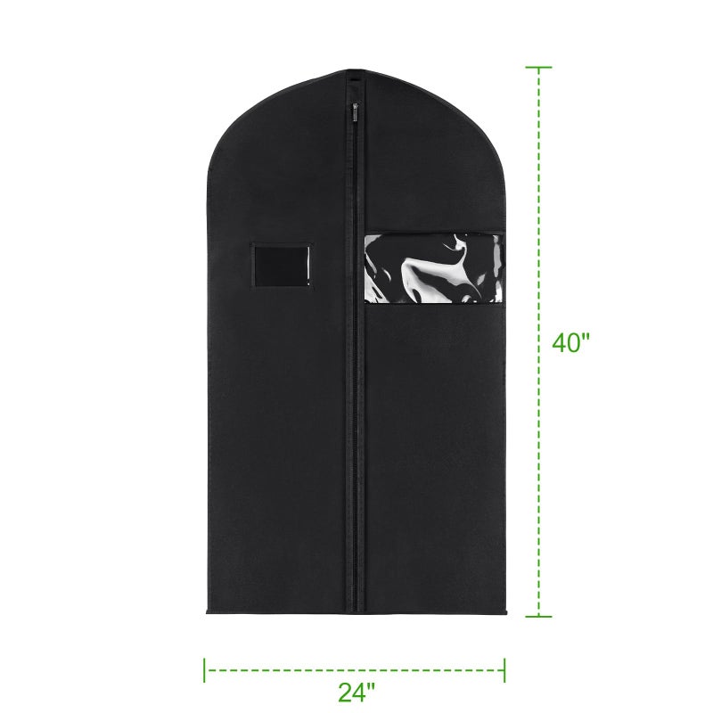 Keegh 40"" Suit Bags Garment Bags For Hanging Clothes(Set Of 10), Suit Cover Bag For Men, Suit Bags For Closet Storage Or Travel, Clothes Cover For Suits Coats With Clear Window And Label Pocket, Black - Image 2