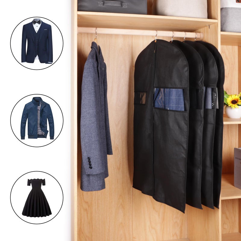 Keegh 40"" Suit Bags Garment Bags For Hanging Clothes(Set Of 10), Suit Cover Bag For Men, Suit Bags For Closet Storage Or Travel, Clothes Cover For Suits Coats With Clear Window And Label Pocket, Black - Image 3